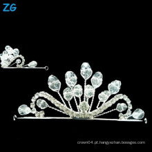 Coroa de cristal de alta qualidade do casamento, coroas de cristal pequenas da rainha, headpiece de cristal do casamento